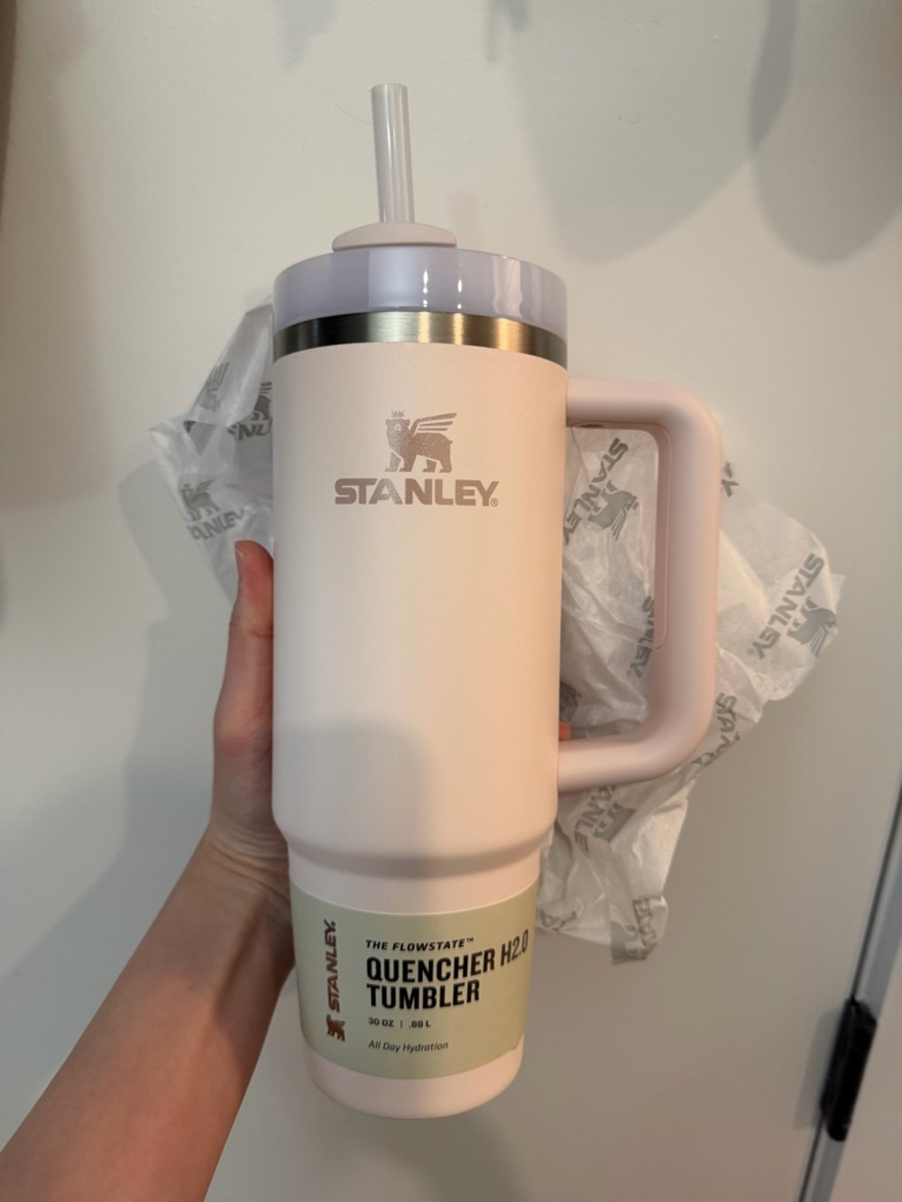 Stanley Pink Silicone Straw Tumbler Lid with Pale Pink Accent